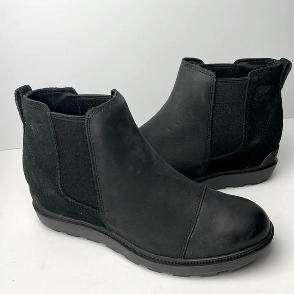 Sorel Evie 2 Chelsea Black Wedge Ankle Boots